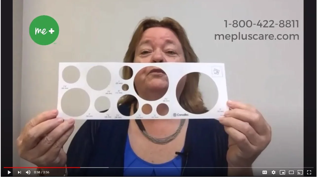 woman showing stoma sizes